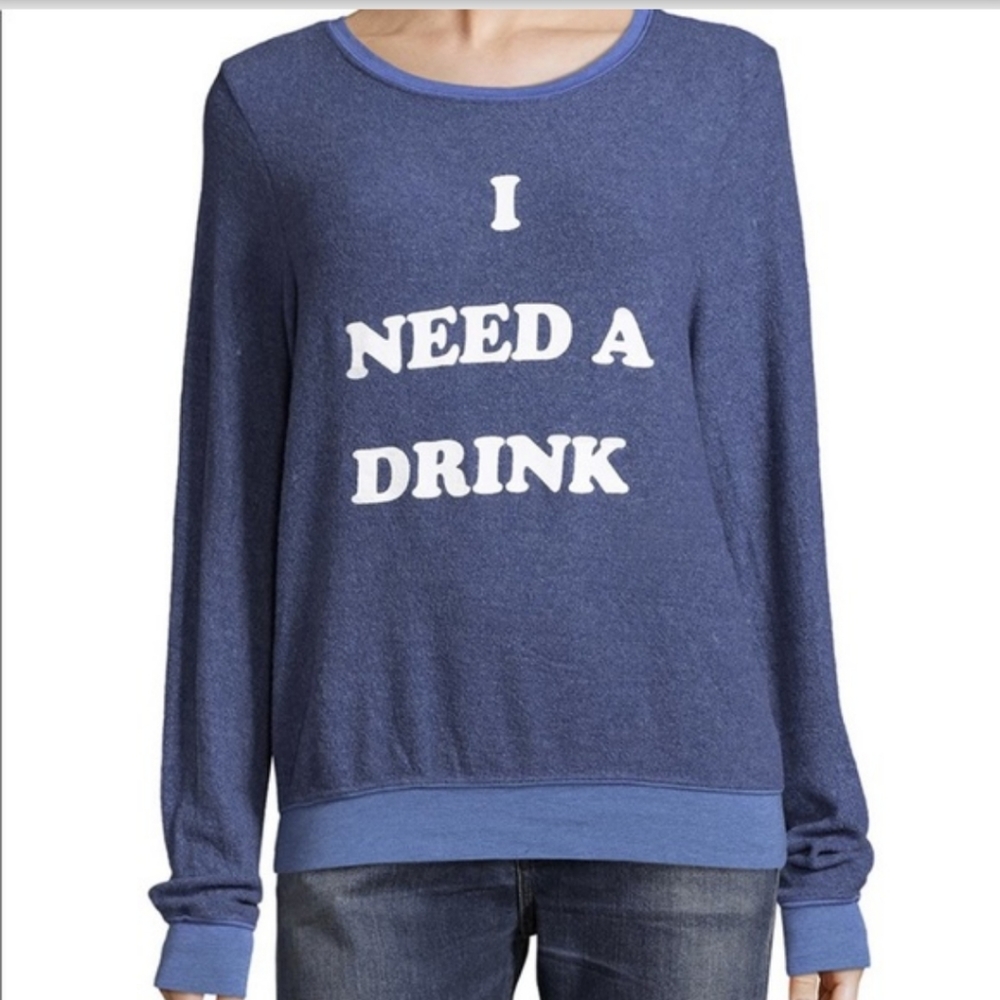 Wildfox Blue Sweatshirt with White Text